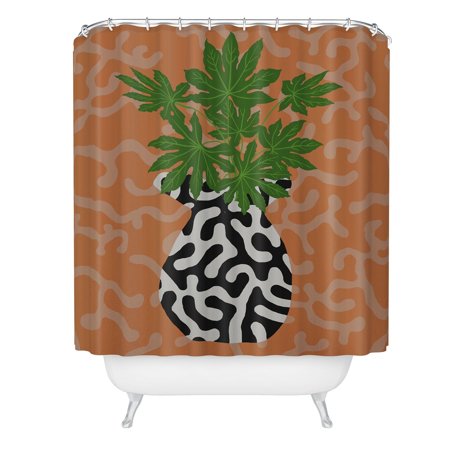 Coco de Paris Green plant retro style 2 Shower Curtain