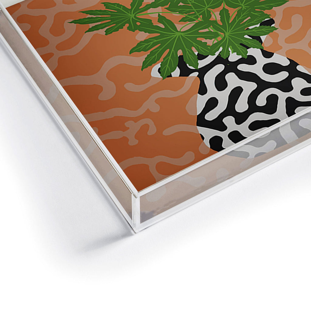 Coco de Paris Green plant retro style 2 Acrylic Tray