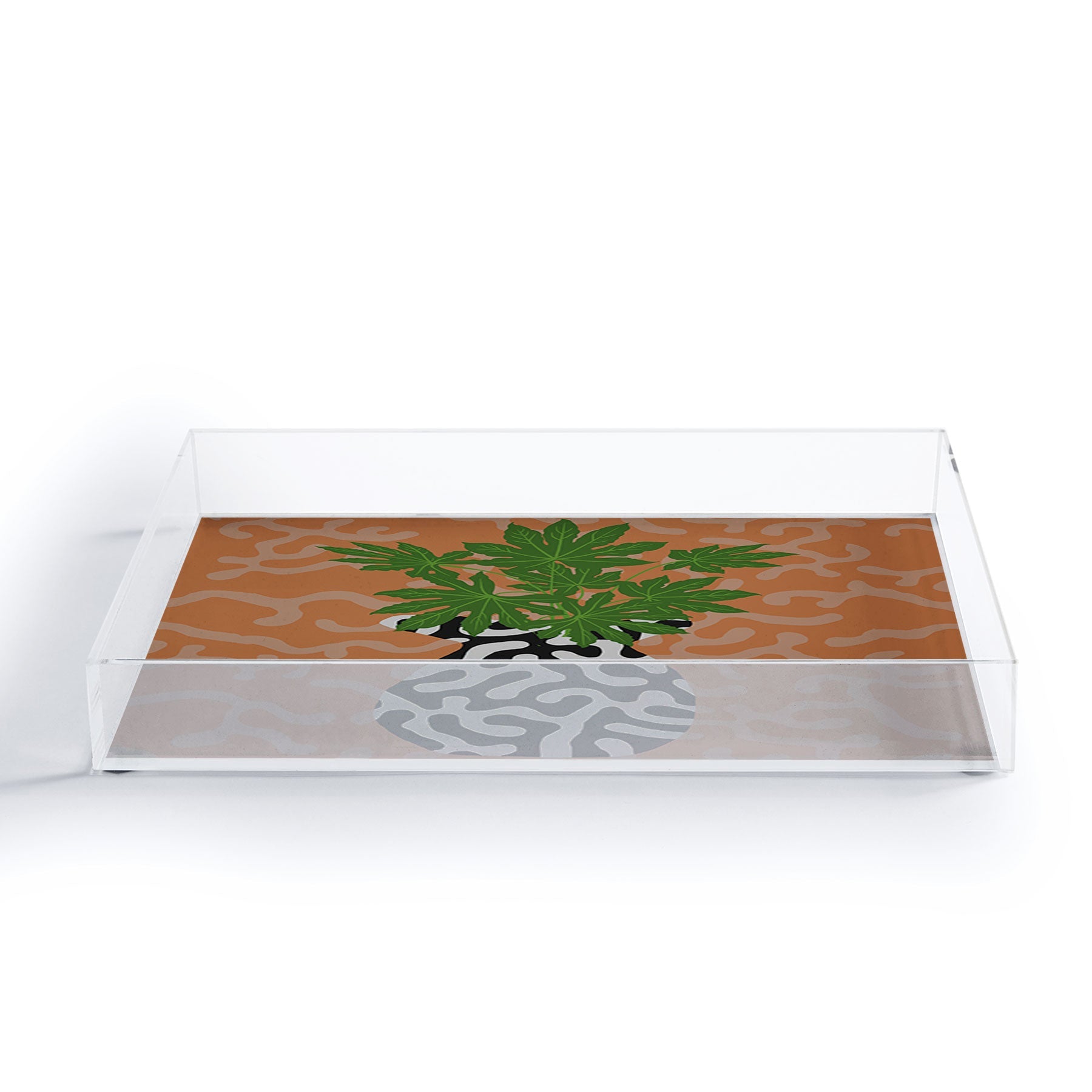 Coco de Paris Green plant retro style 2 Acrylic Tray