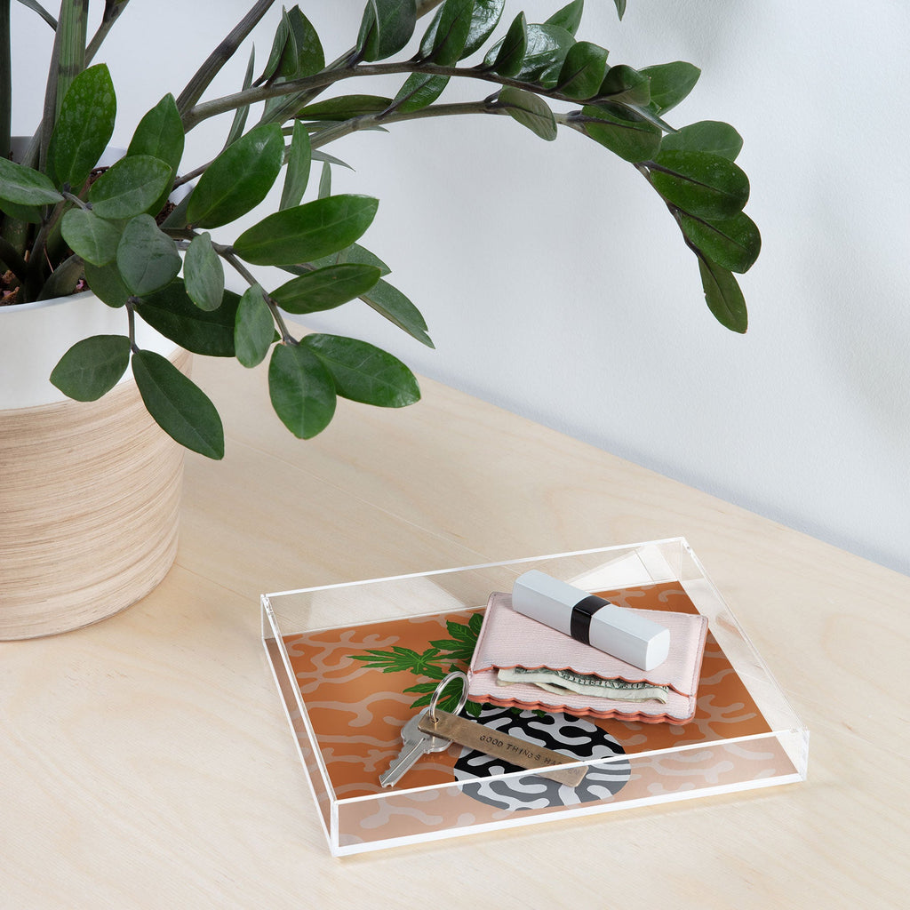 Coco de Paris Green plant retro style 2 Acrylic Tray