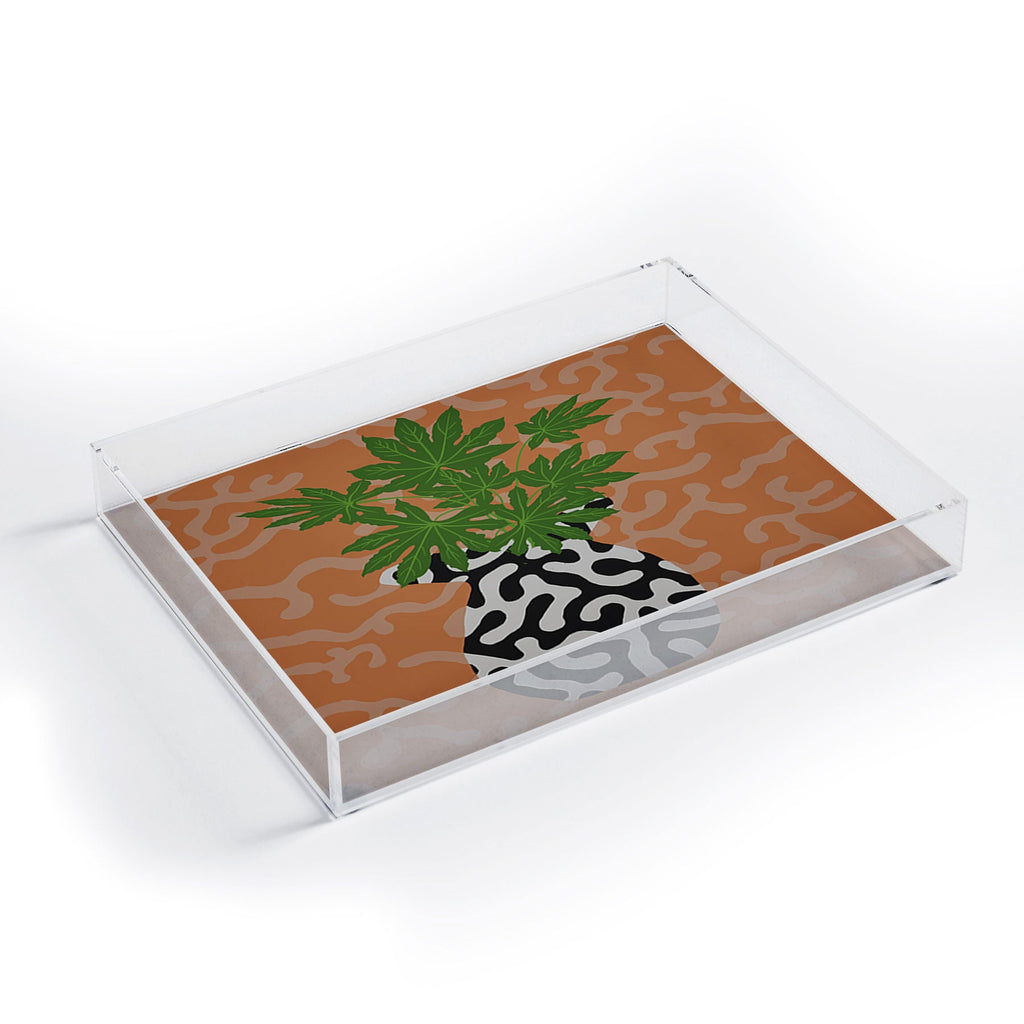 Coco de Paris Green plant retro style 2 Acrylic Tray