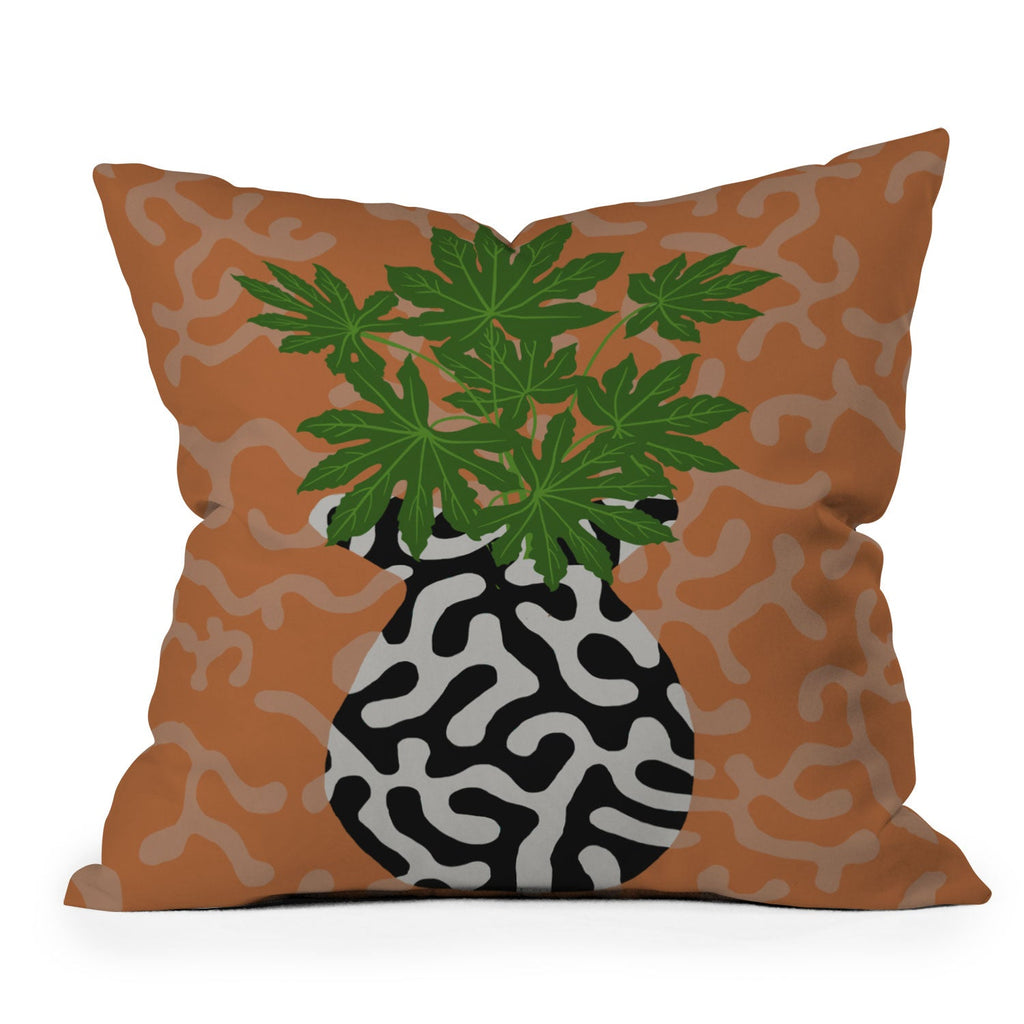 Coco de Paris Green plant retro style 2 Outdoor Throw Pillow