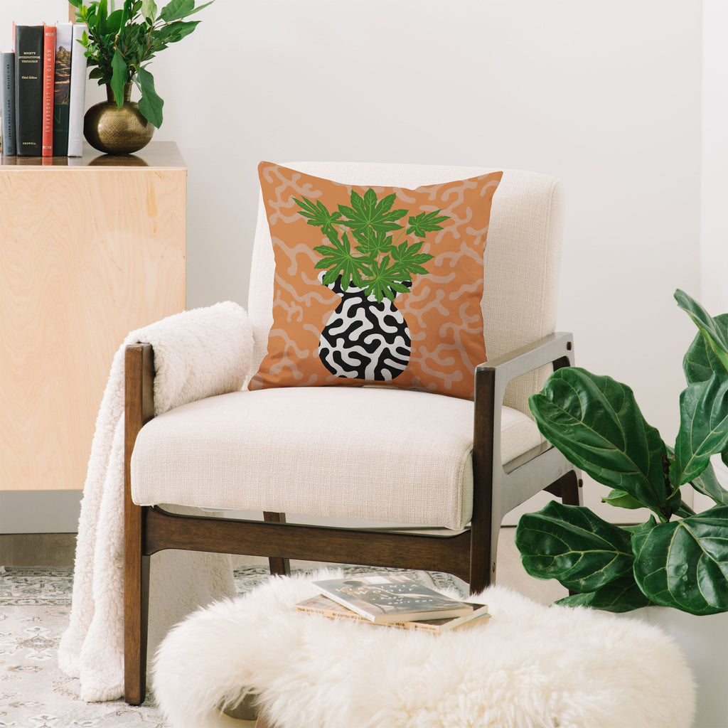 Coco de Paris Green plant retro style 2 Throw Pillow