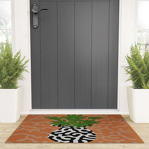 Coco de Paris Green plant retro style 2 Welcome Mat