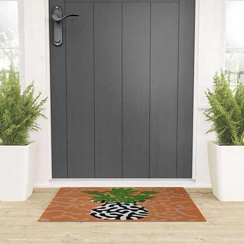 Coco de Paris Green plant retro style 2 Welcome Mat