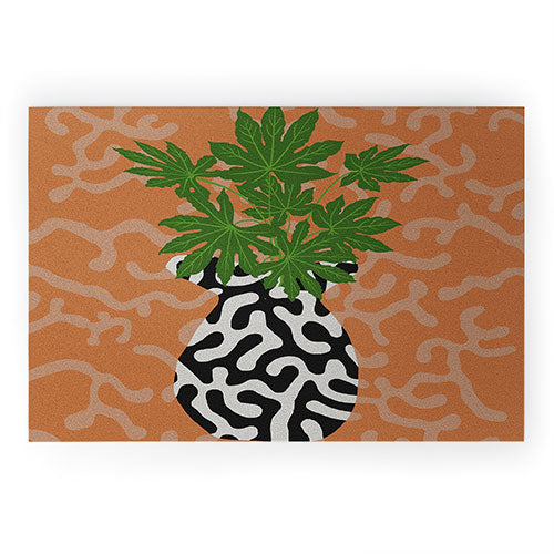 Coco de Paris Green plant retro style 2 Welcome Mat