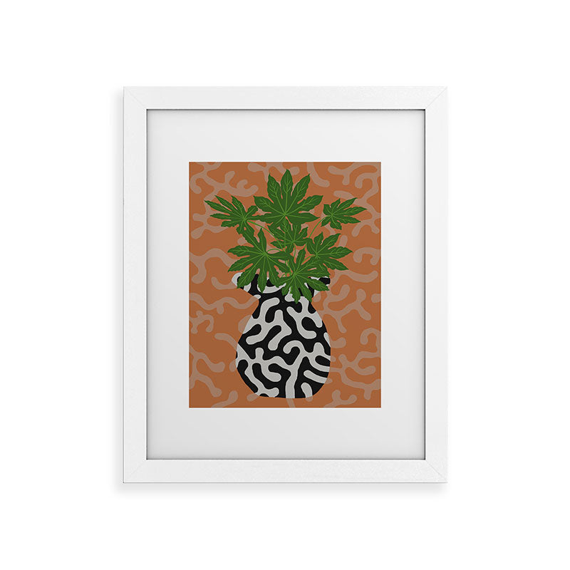 Coco de Paris Green plant retro style 2 Framed Art Print