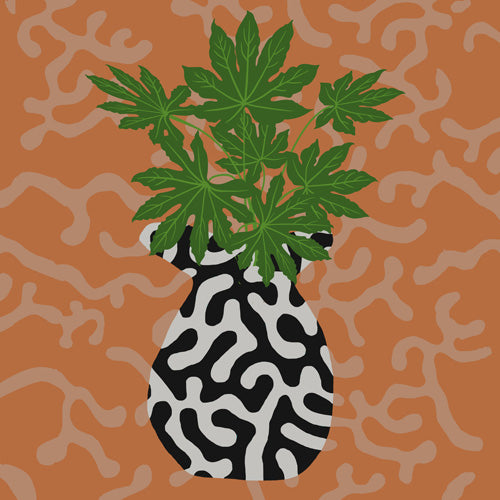 Coco de Paris Green plant retro style 2 Shower Curtain