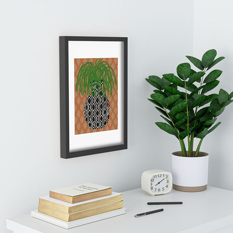 Coco de Paris Green plant retro style 3 Recessed Framing Rectangle