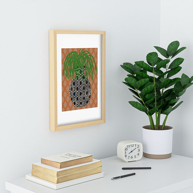 Coco de Paris Green plant retro style 3 Recessed Framing Rectangle
