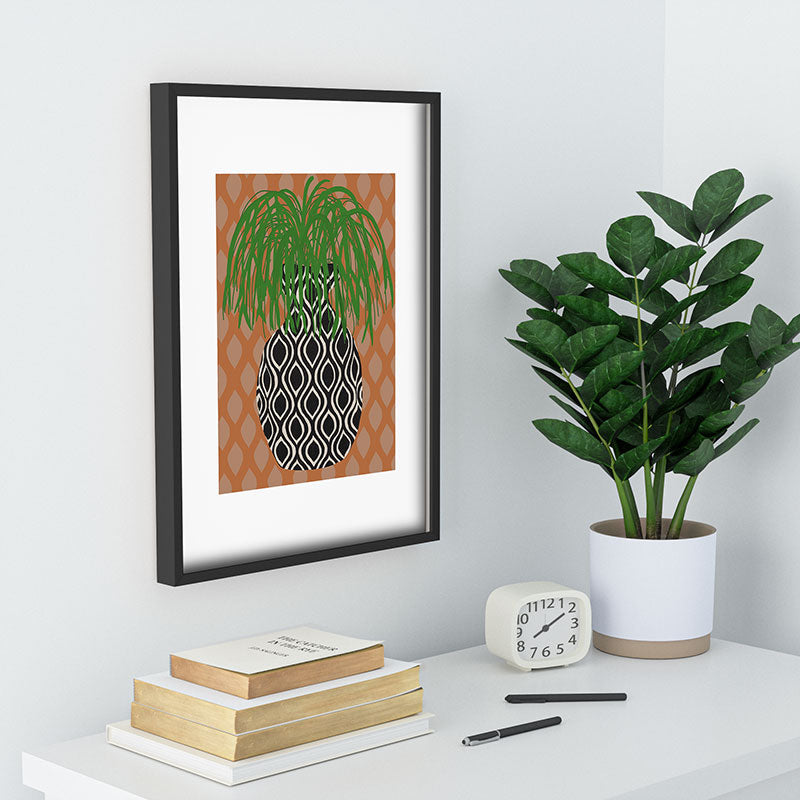Coco de Paris Green plant retro style 3 Recessed Framing Rectangle