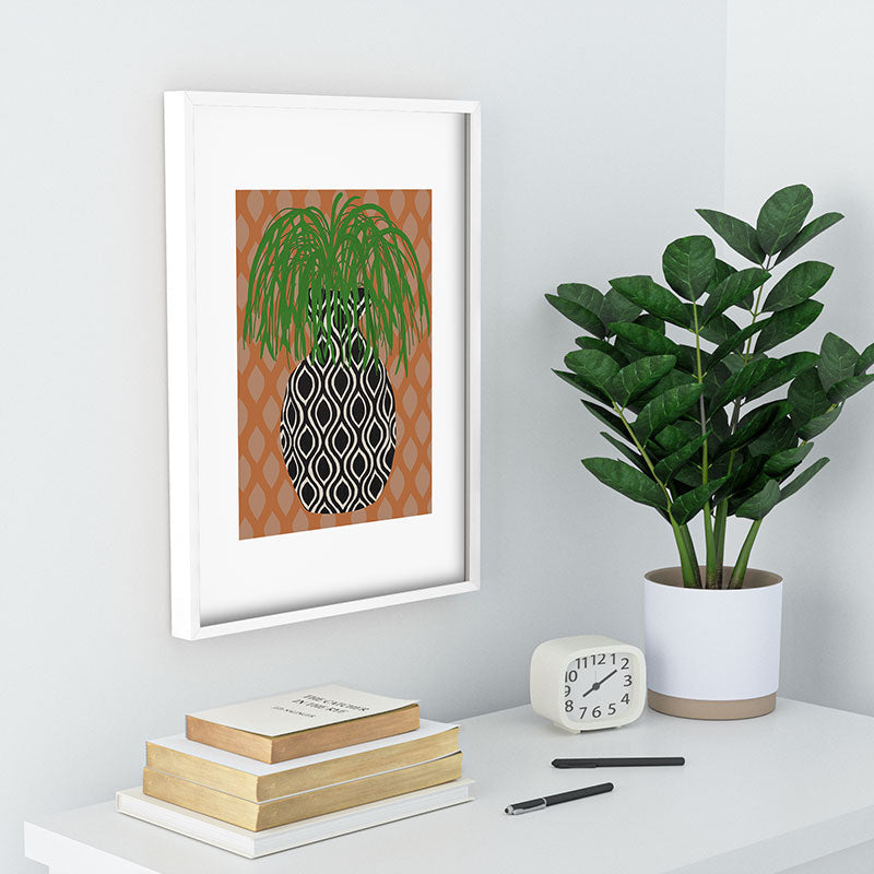 Coco de Paris Green plant retro style 3 Recessed Framing Rectangle