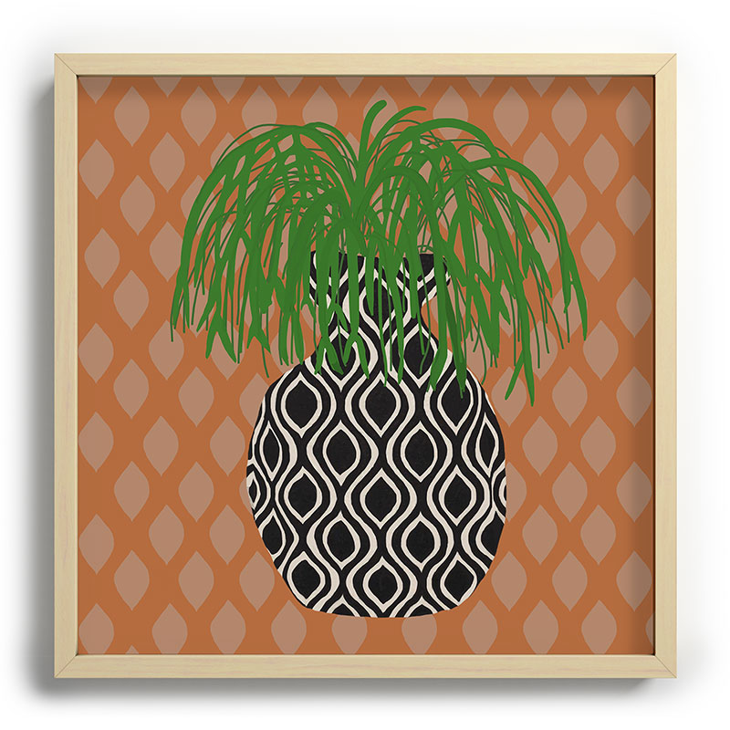 Coco de Paris Green plant retro style 3 Recessed Framing Square