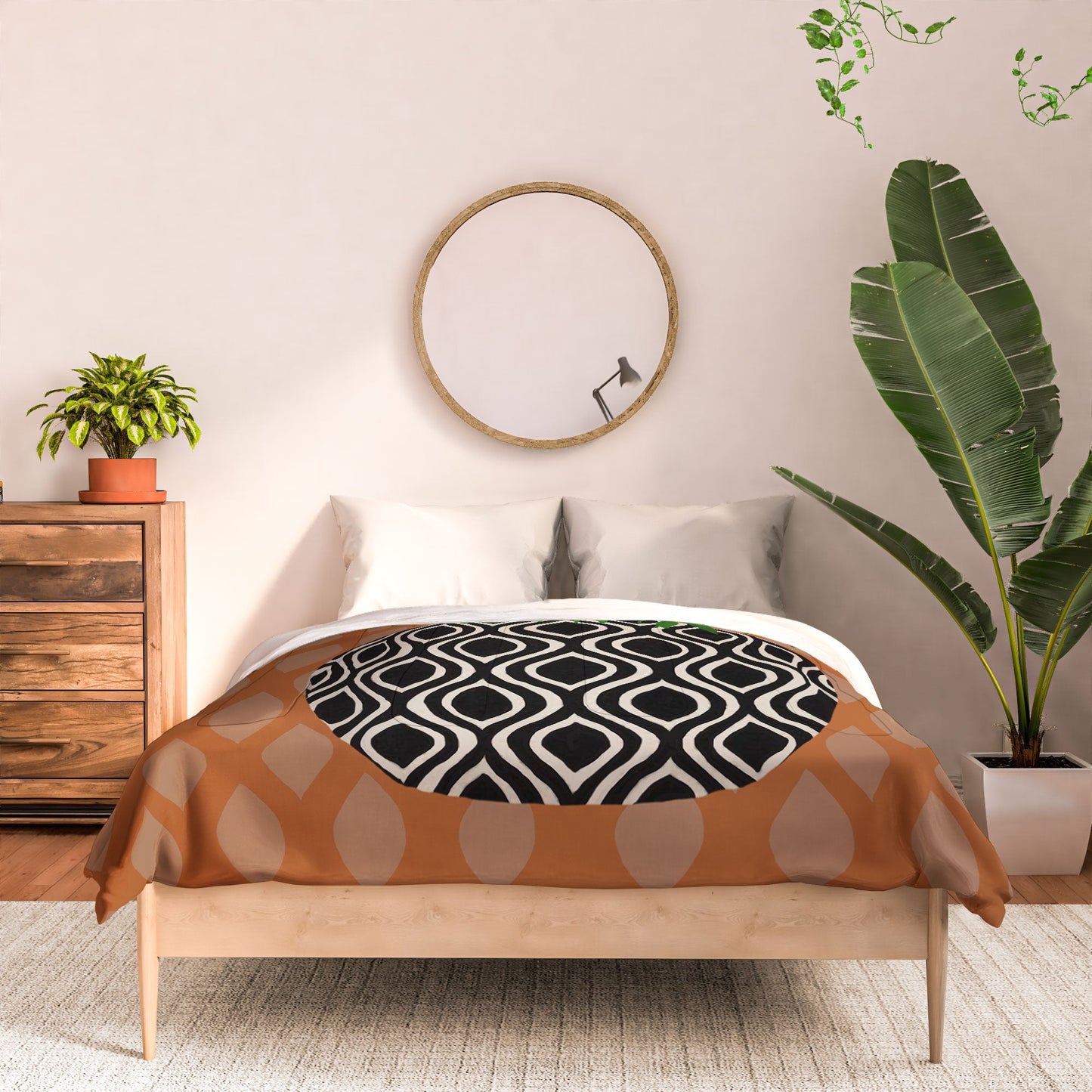 Coco de Paris Green plant retro style 3 Comforter