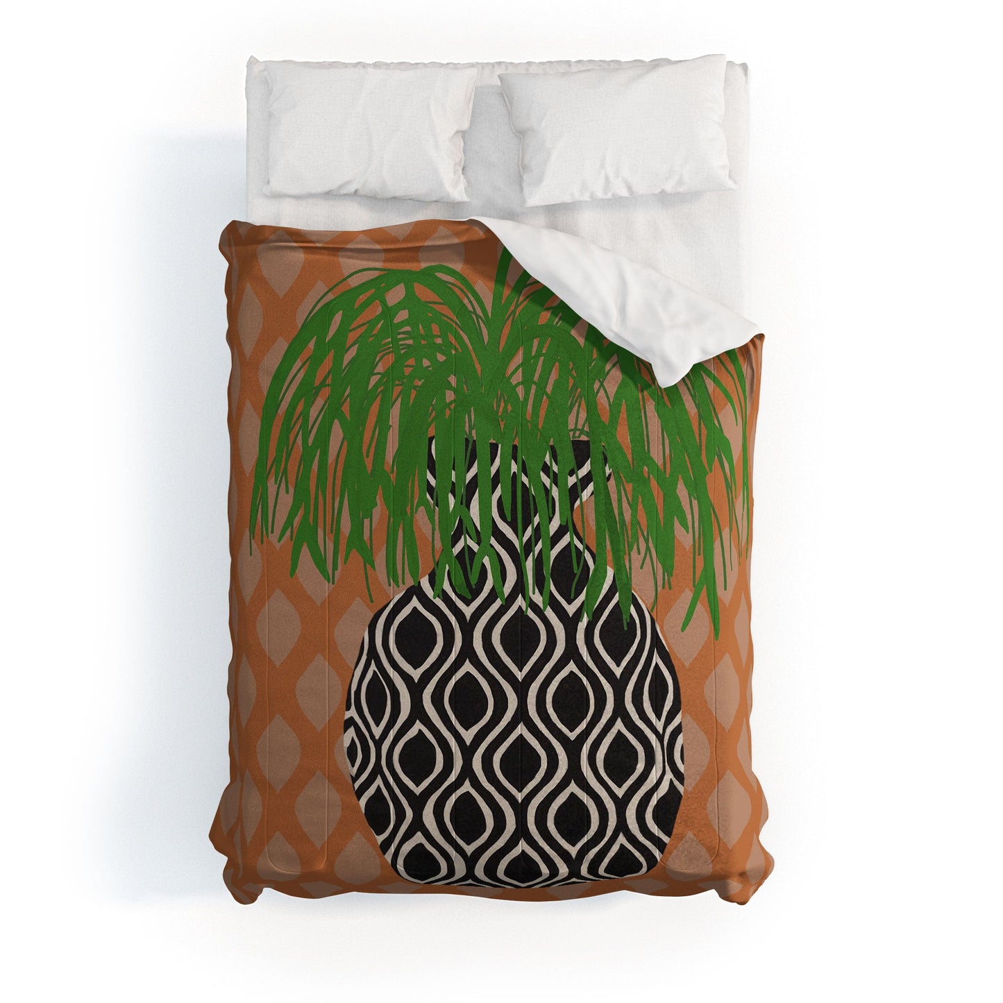 Coco de Paris Green plant retro style 3 Comforter
