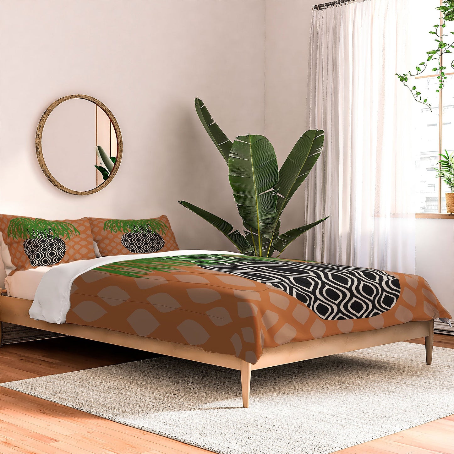 Coco de Paris Green plant retro style 3 Comforter