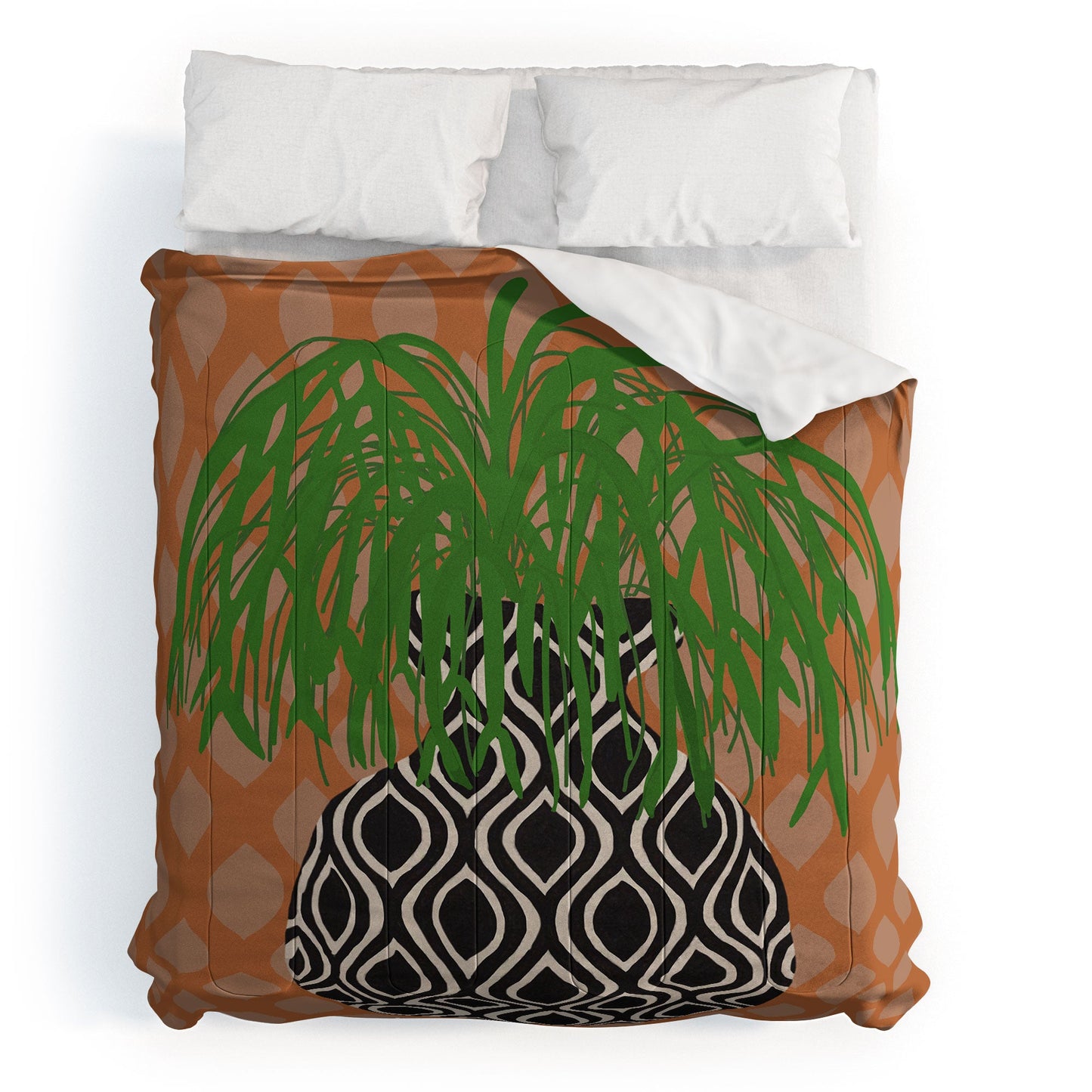 Coco de Paris Green plant retro style 3 Comforter