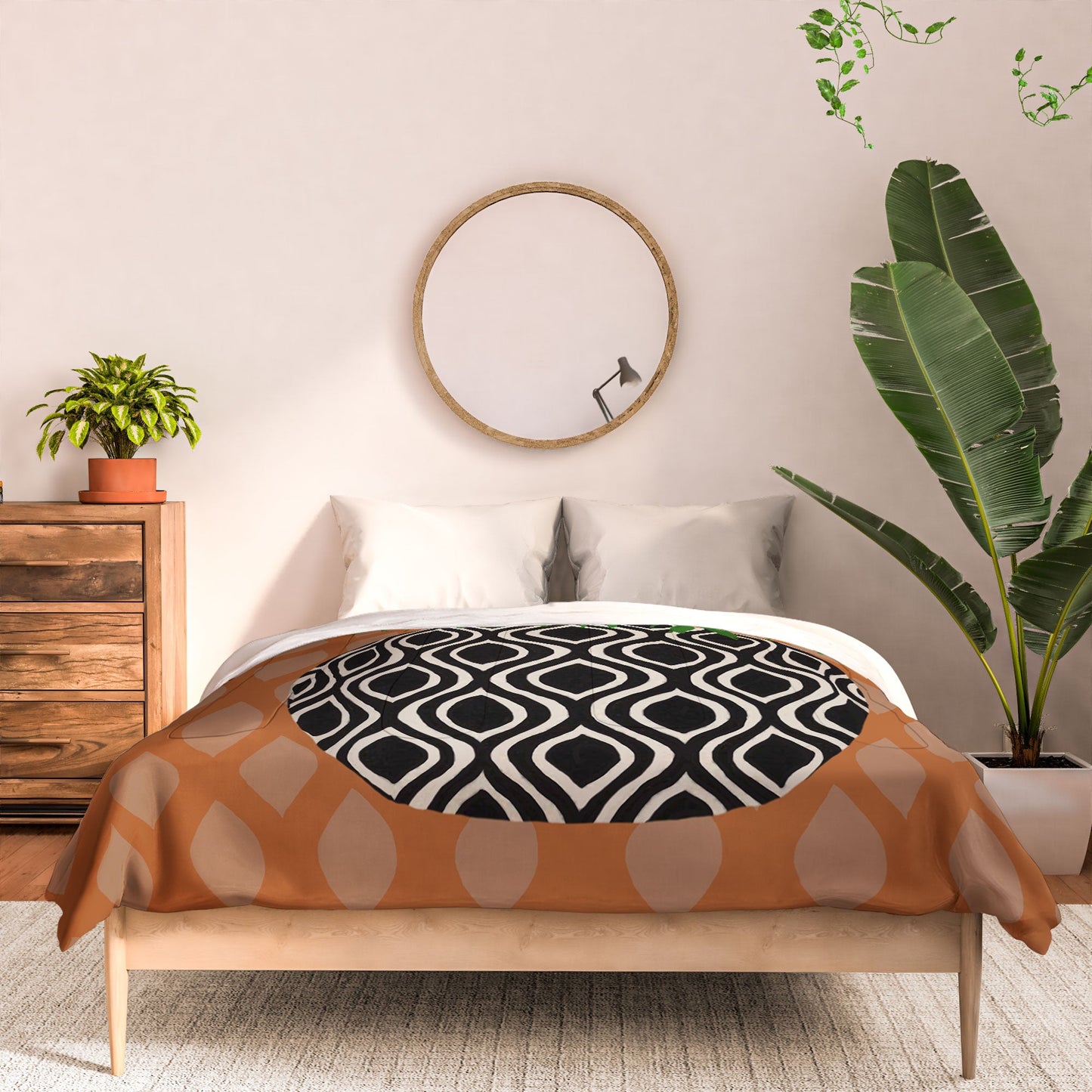 Coco de Paris Green plant retro style 3 Comforter