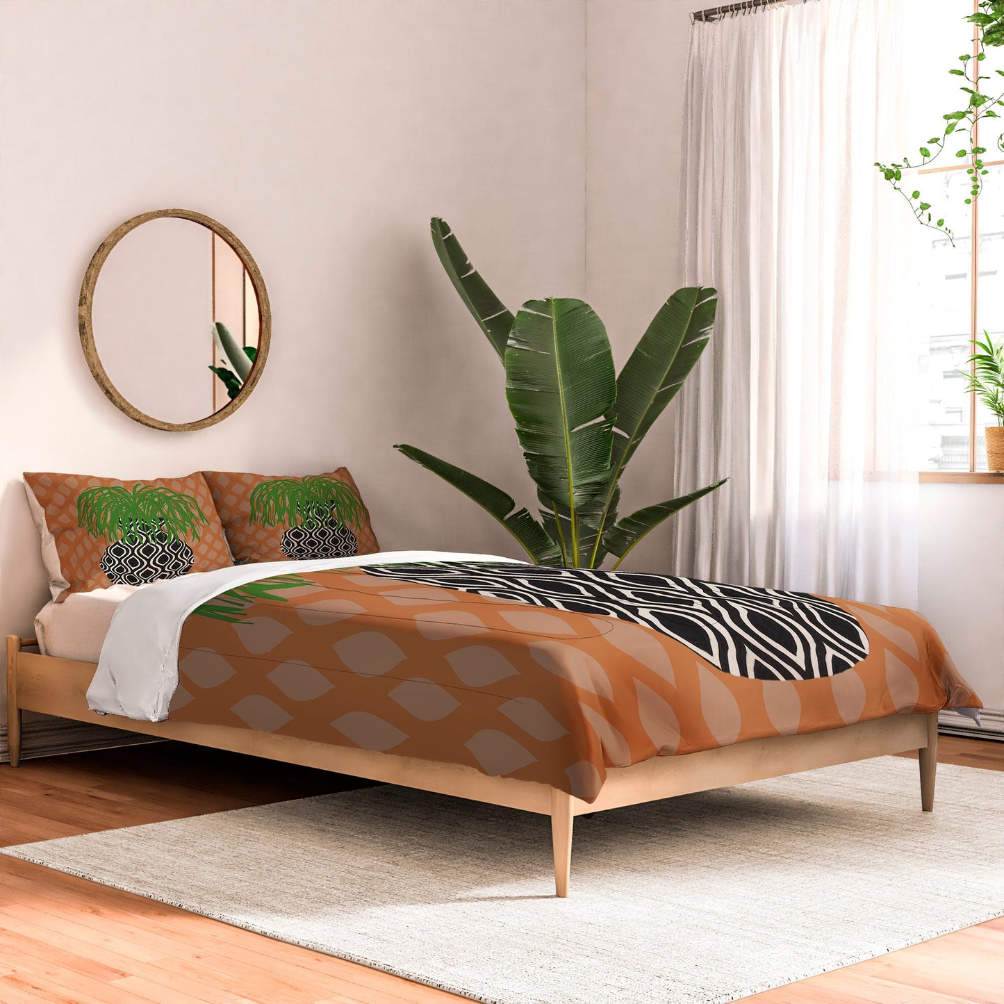 Coco de Paris Green plant retro style 3 Comforter