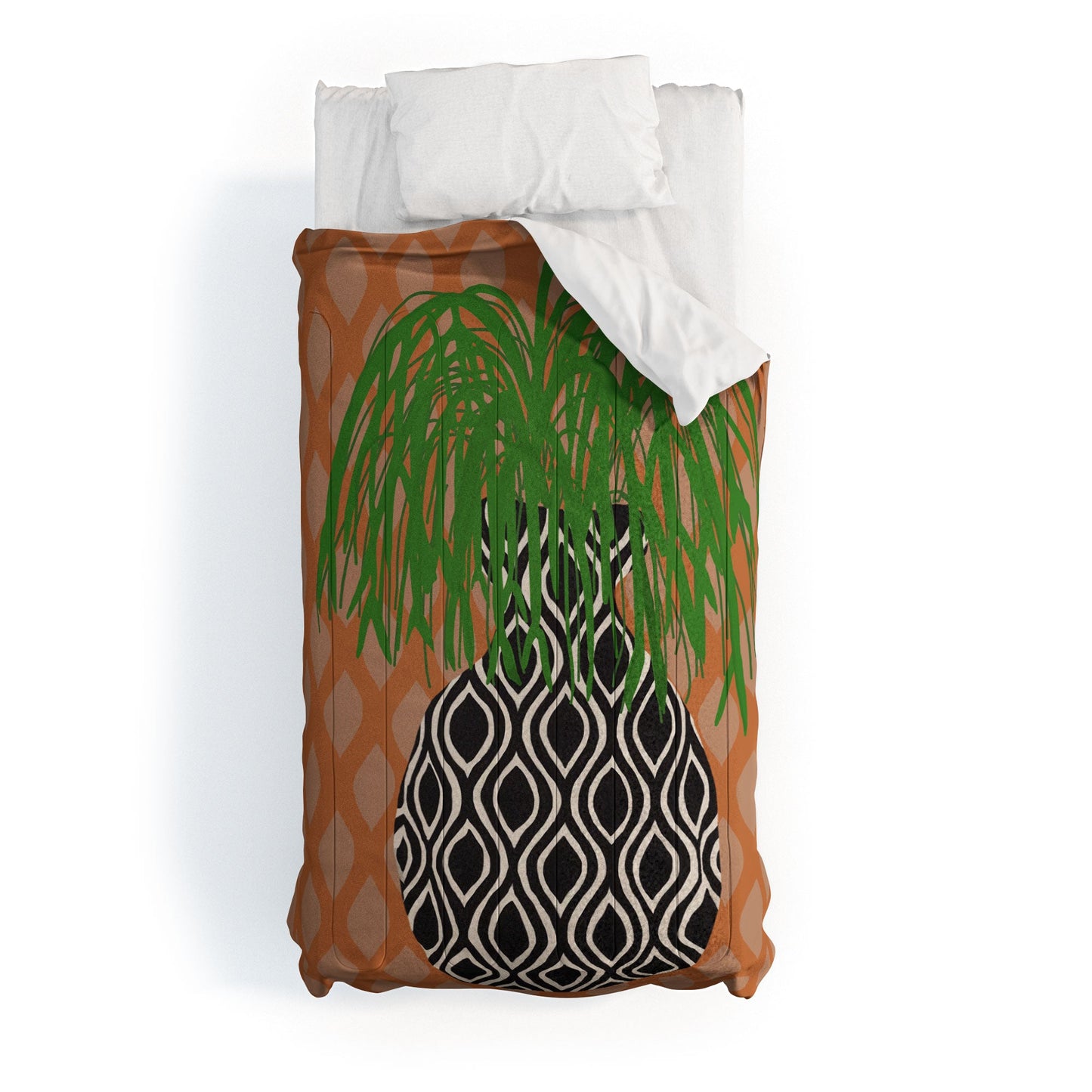 Coco de Paris Green plant retro style 3 Comforter