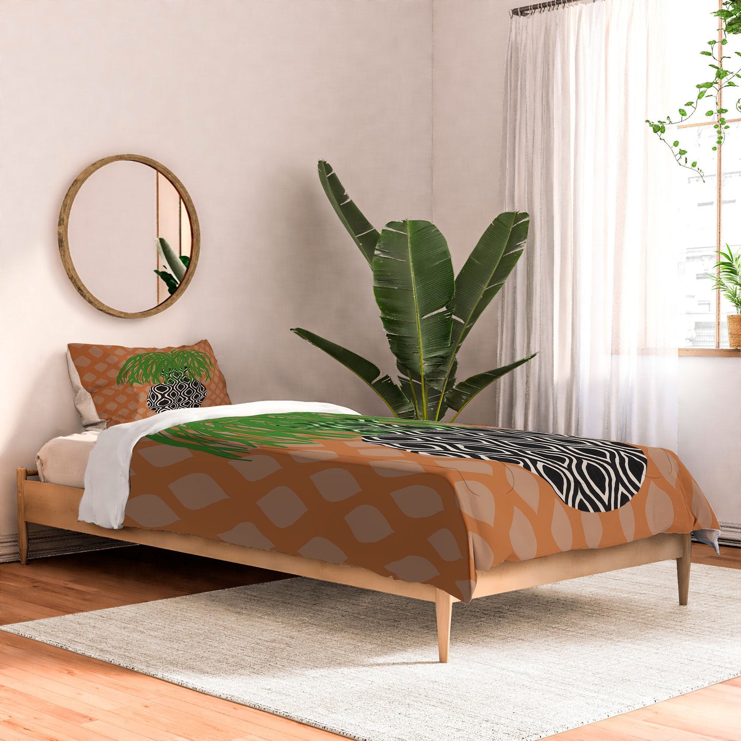Coco de Paris Green plant retro style 3 Comforter