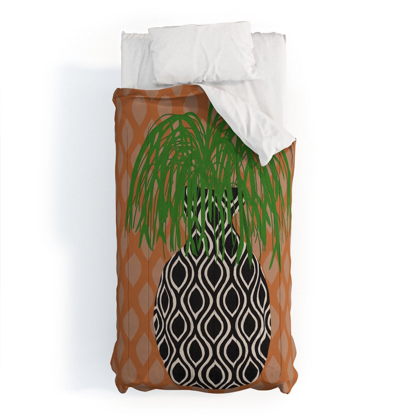 Coco de Paris Green plant retro style 3 Comforter