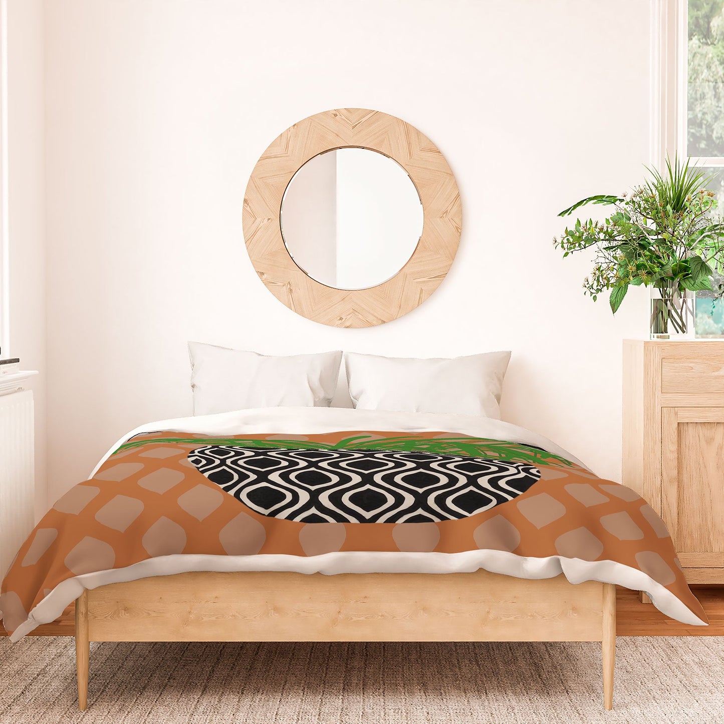 Coco de Paris Green plant retro style 3 Duvet Cover