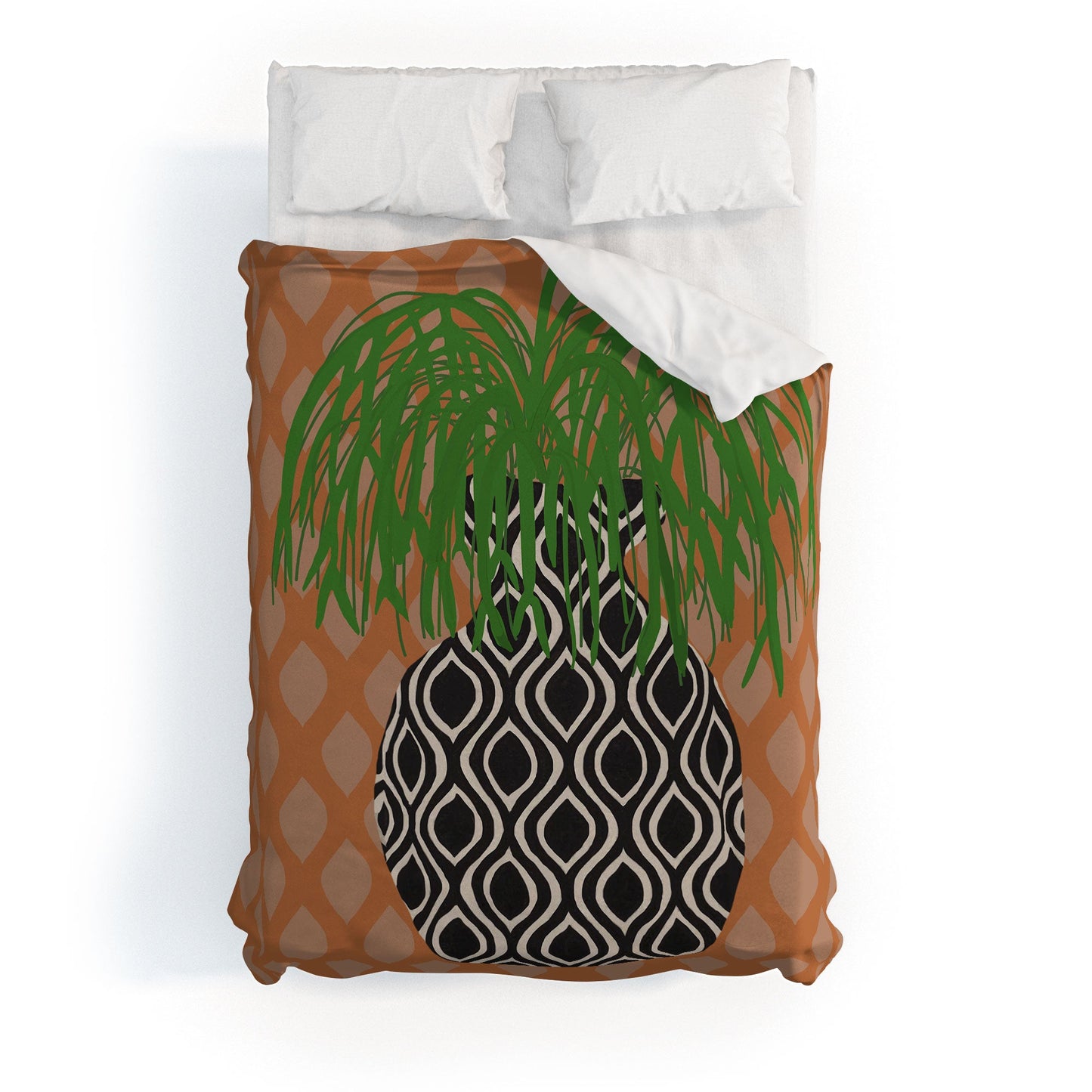 Coco de Paris Green plant retro style 3 Duvet Cover
