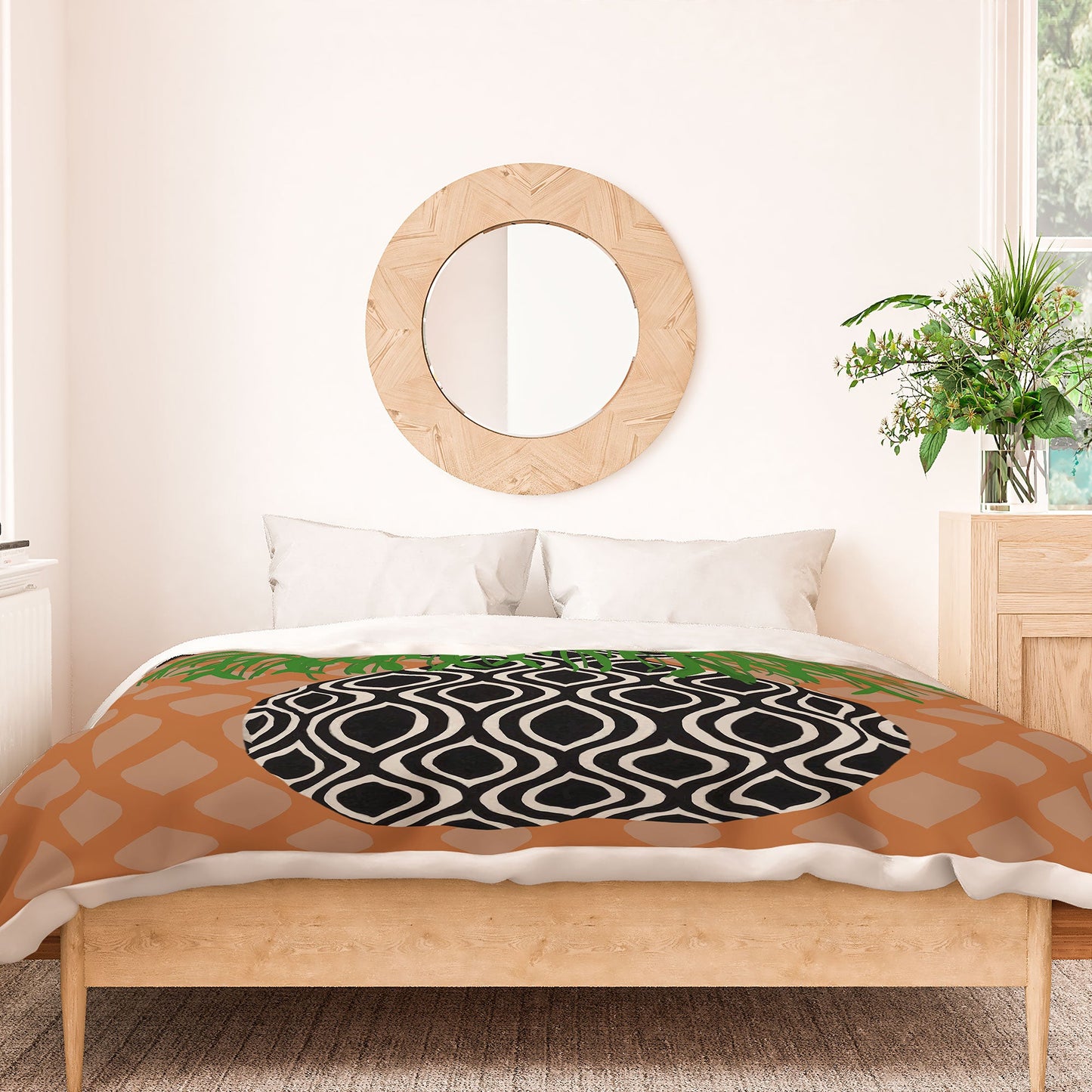 Coco de Paris Green plant retro style 3 Duvet Cover