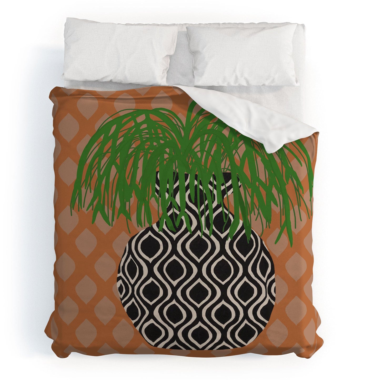 Coco de Paris Green plant retro style 3 Duvet Cover