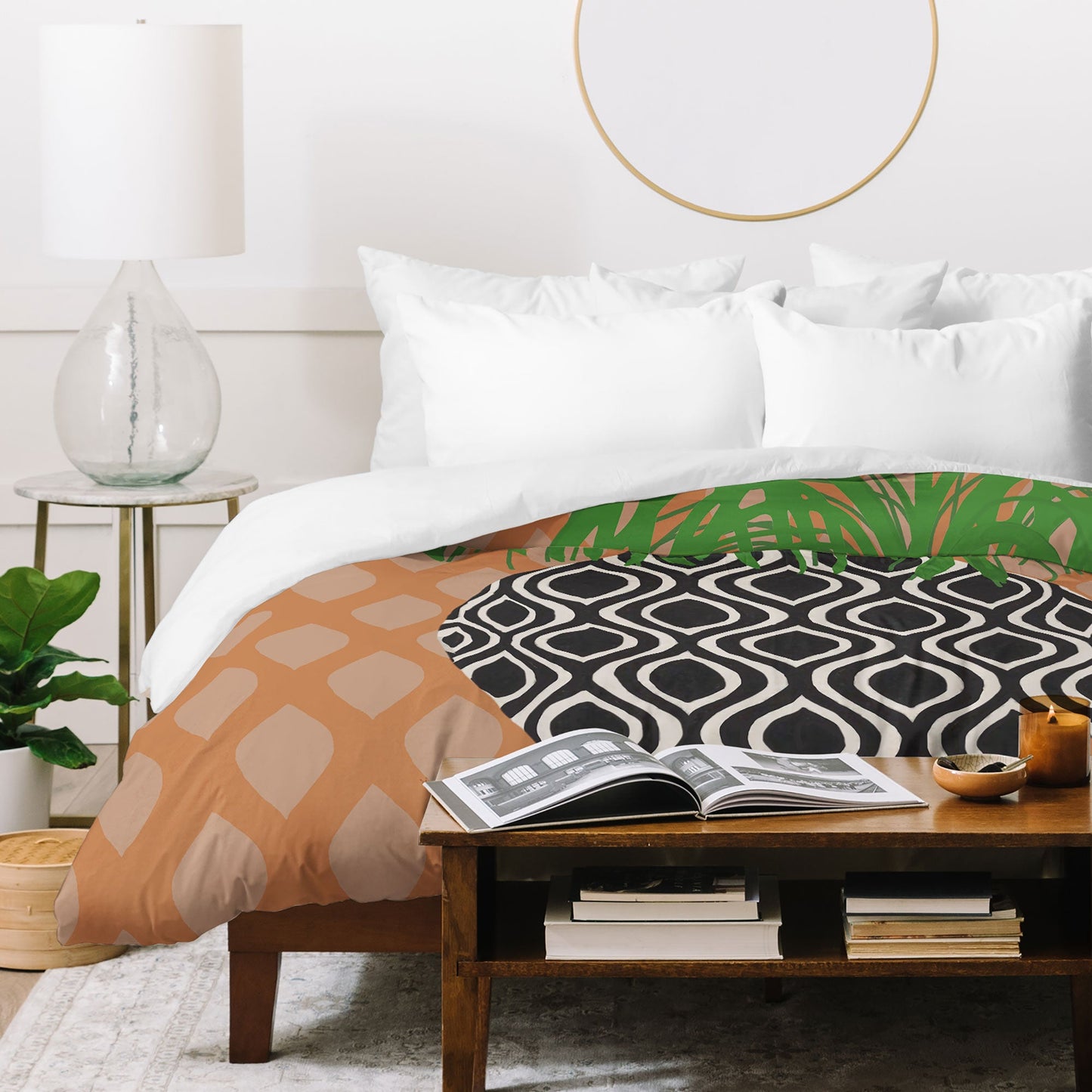 Coco de Paris Green plant retro style 3 Duvet Cover