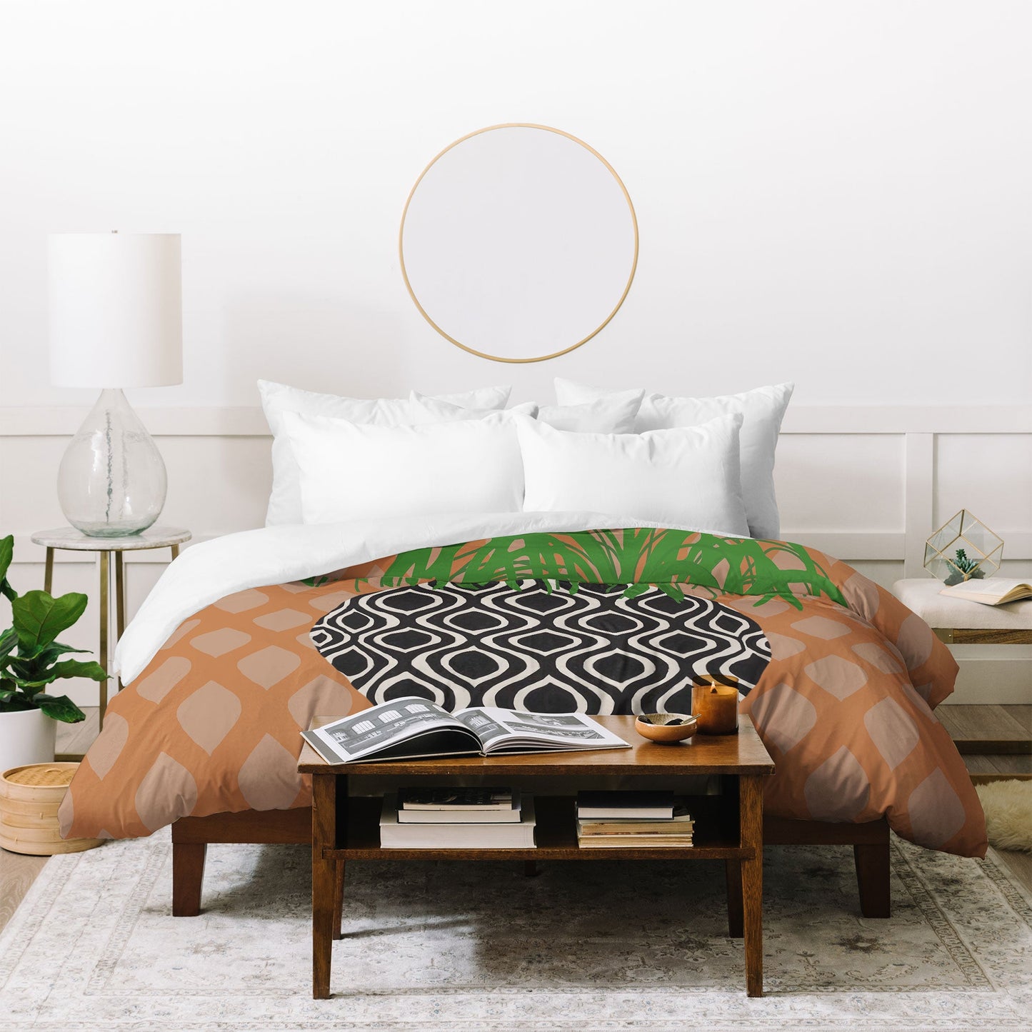 Coco de Paris Green plant retro style 3 Duvet Cover