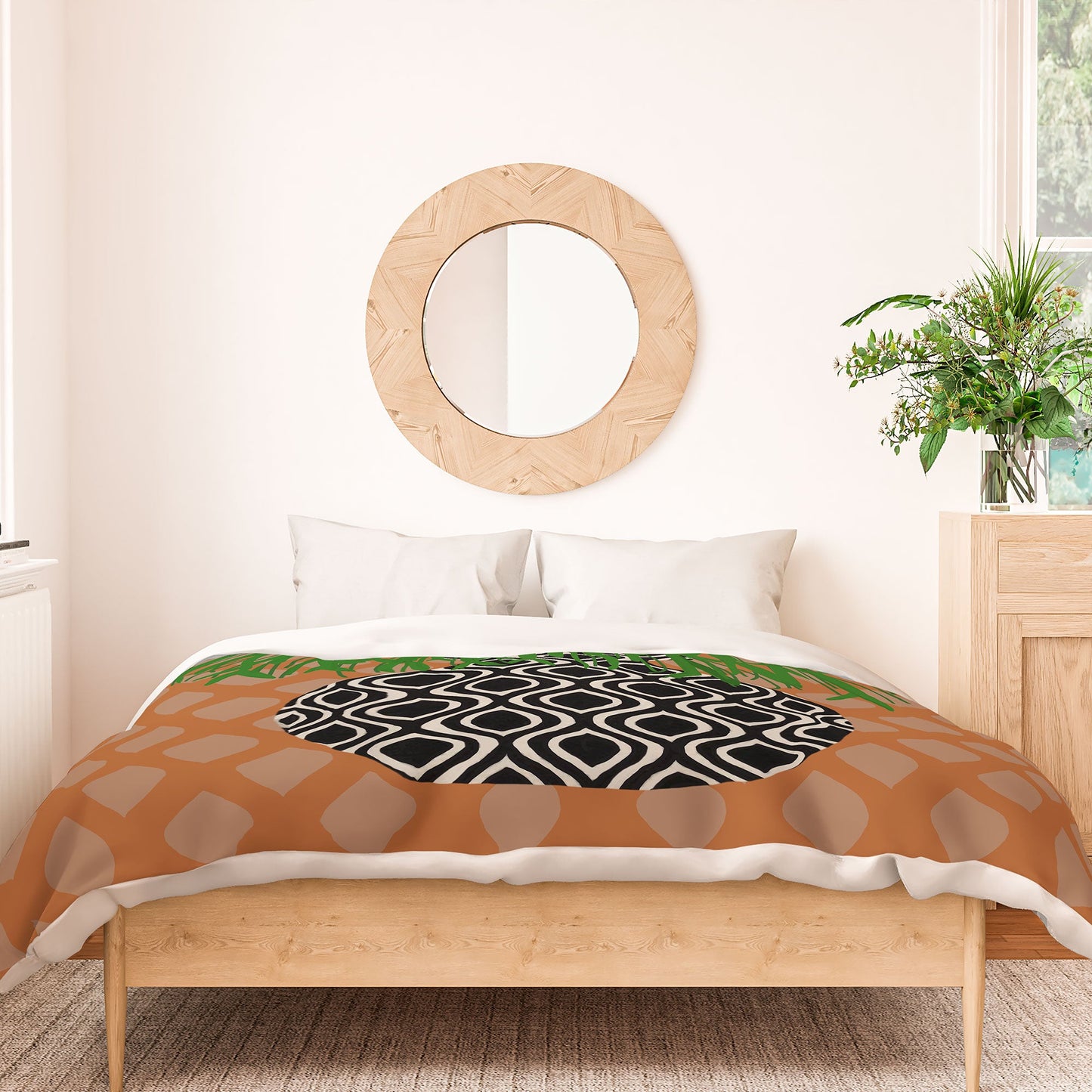 Coco de Paris Green plant retro style 3 Duvet Cover