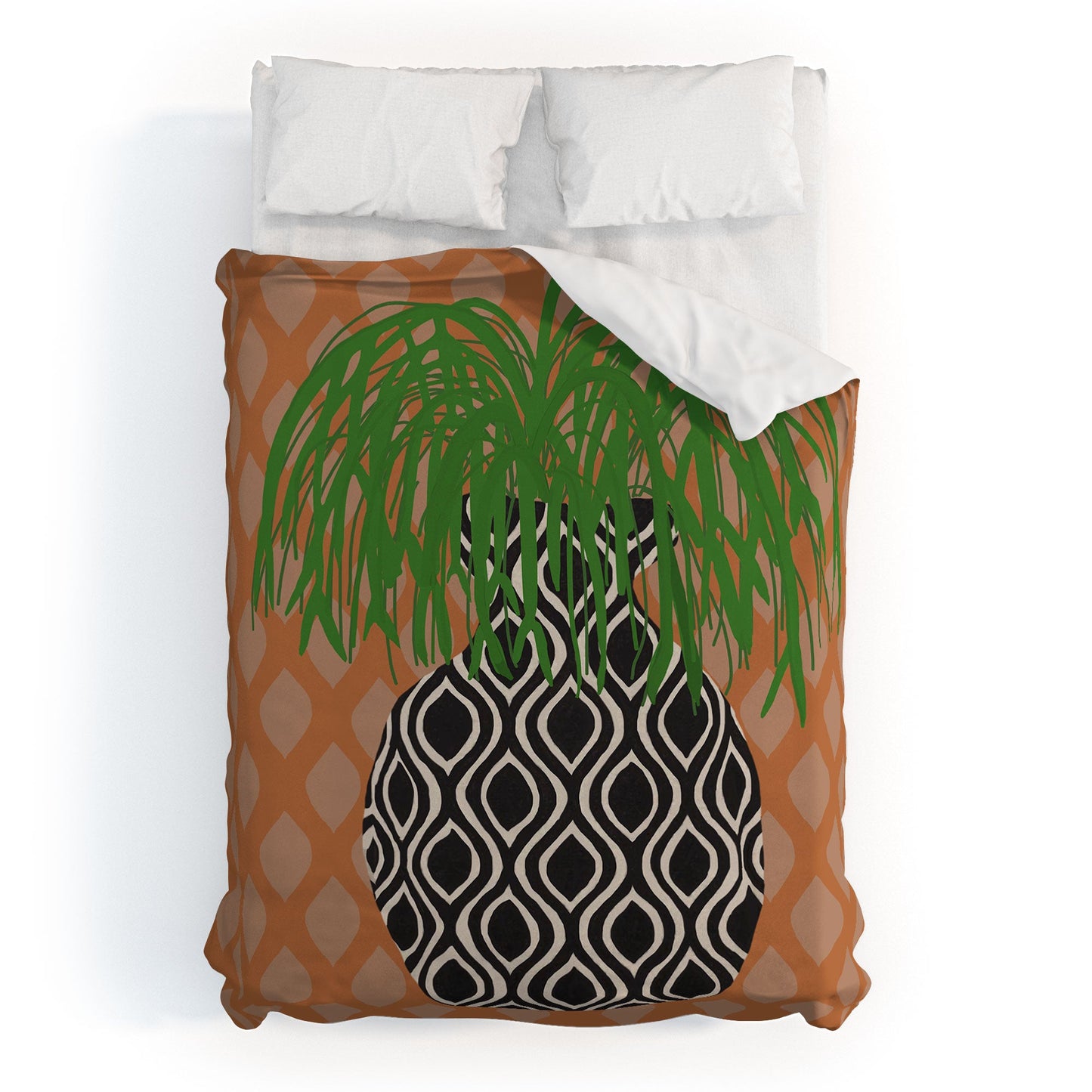 Coco de Paris Green plant retro style 3 Duvet Cover