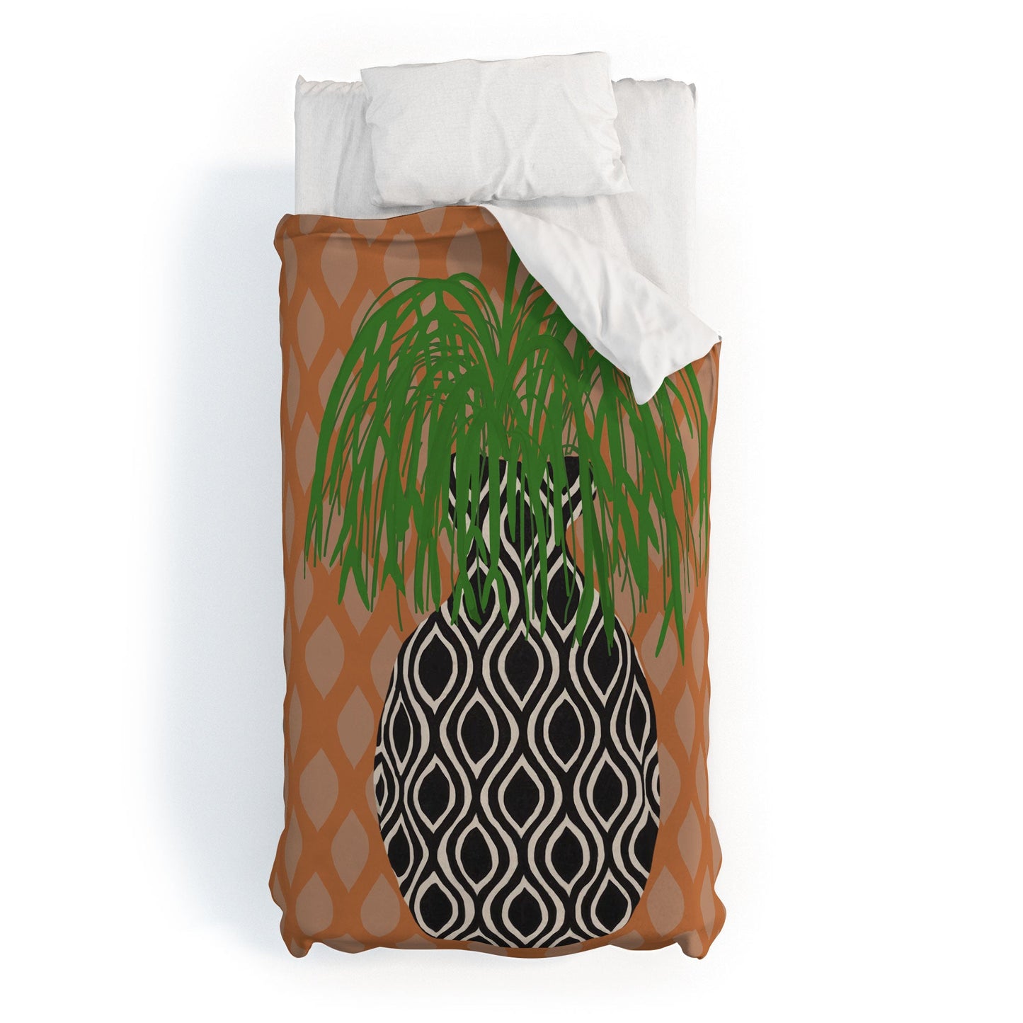 Coco de Paris Green plant retro style 3 Duvet Cover