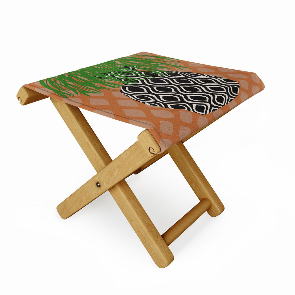Coco de Paris Green plant retro style 3 Folding Stool