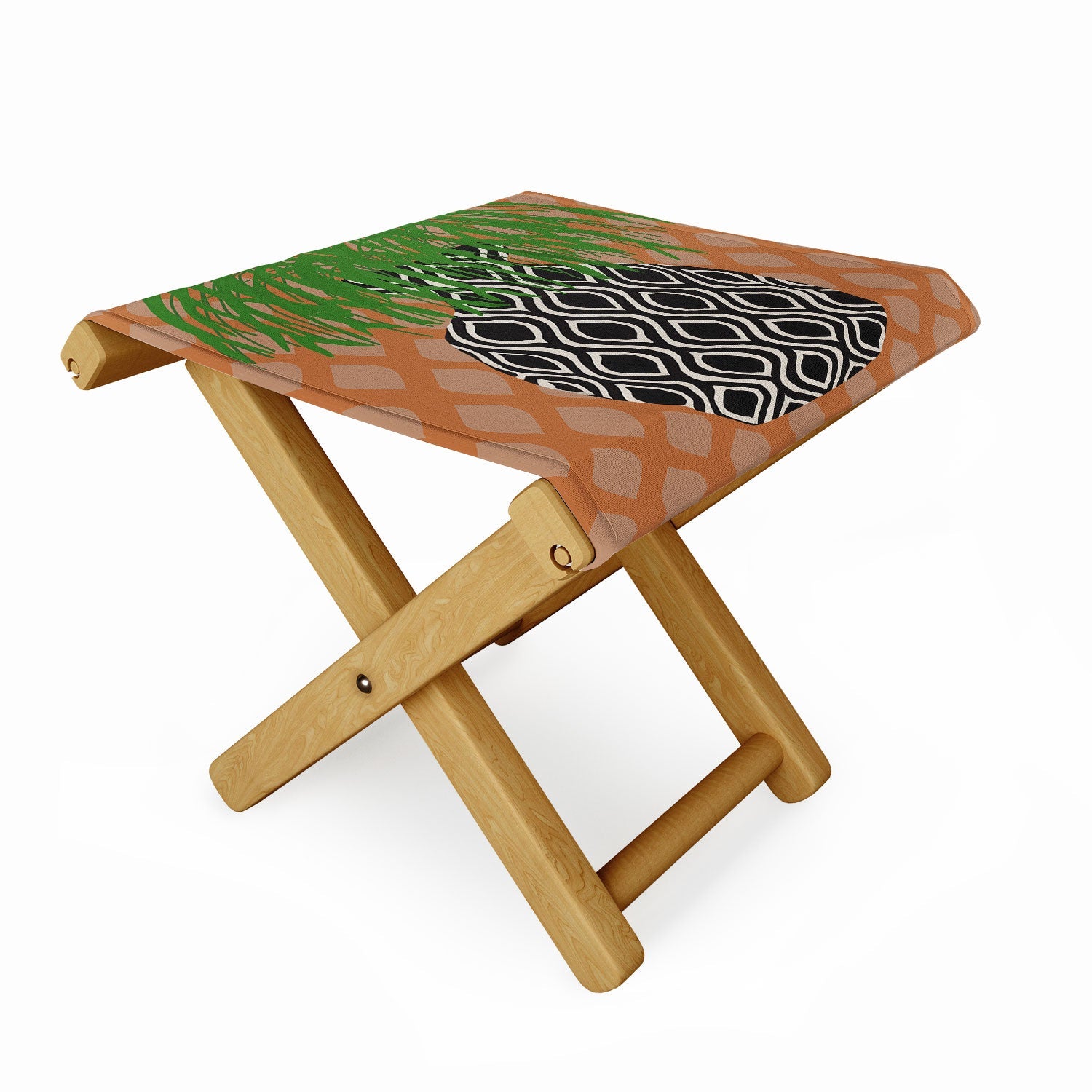 Coco de Paris Green plant retro style 3 Folding Stool