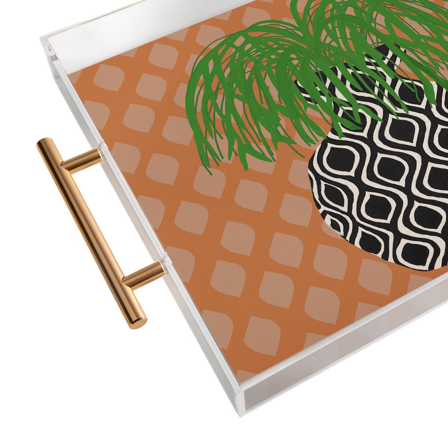 Coco de Paris Green plant retro style 3 Acrylic Tray