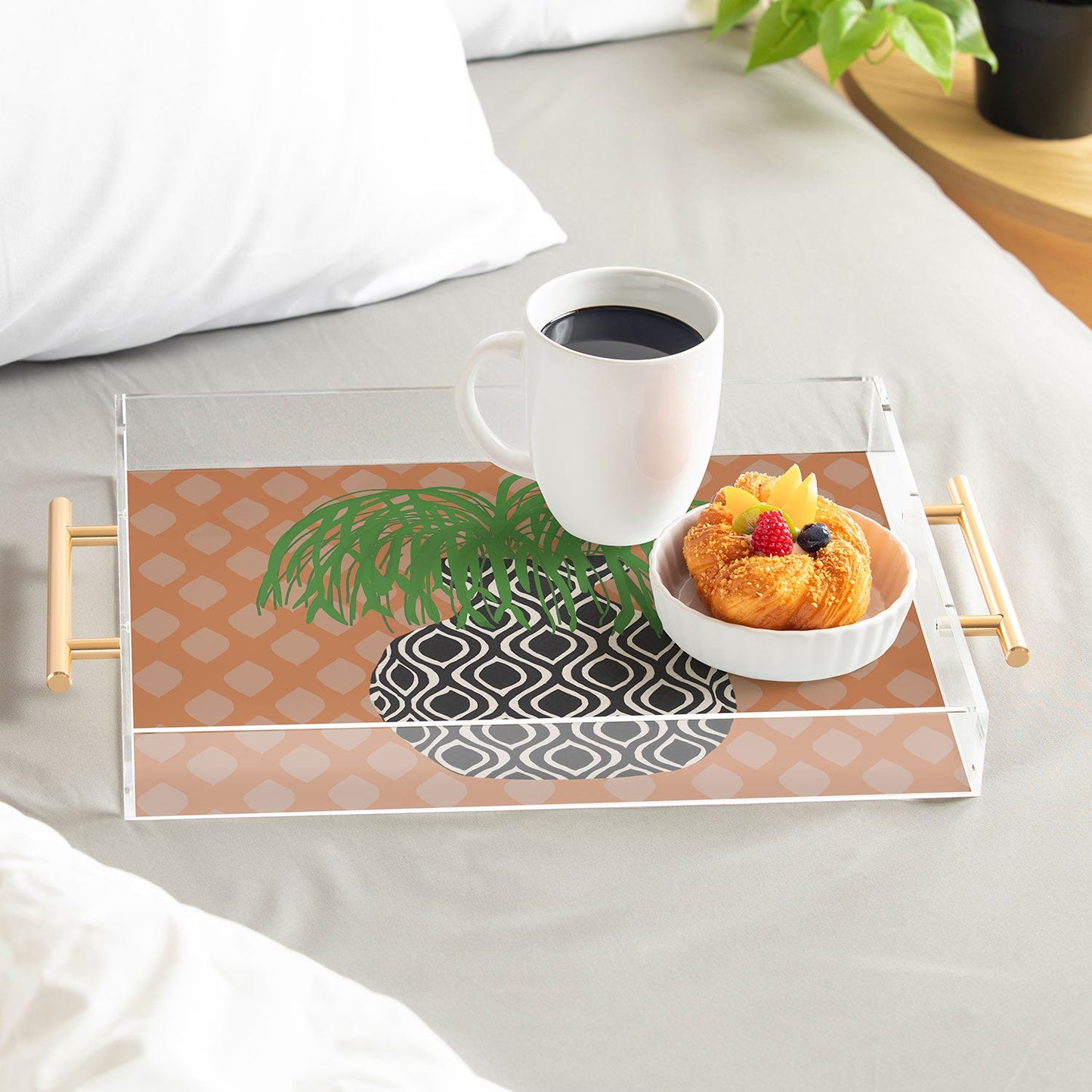 Coco de Paris Green plant retro style 3 Acrylic Tray