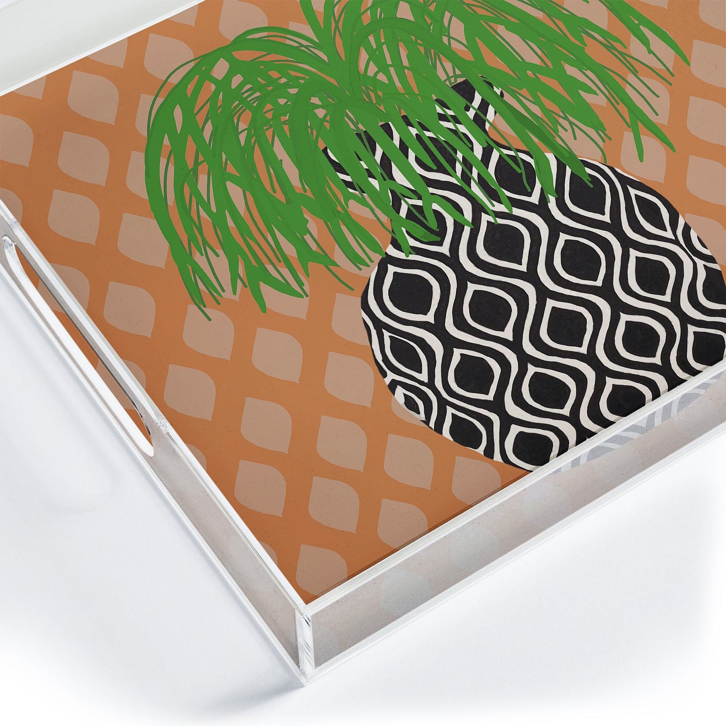 Coco de Paris Green plant retro style 3 Acrylic Tray