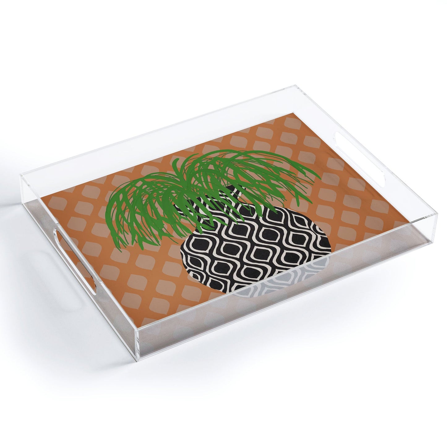 Coco de Paris Green plant retro style 3 Acrylic Tray