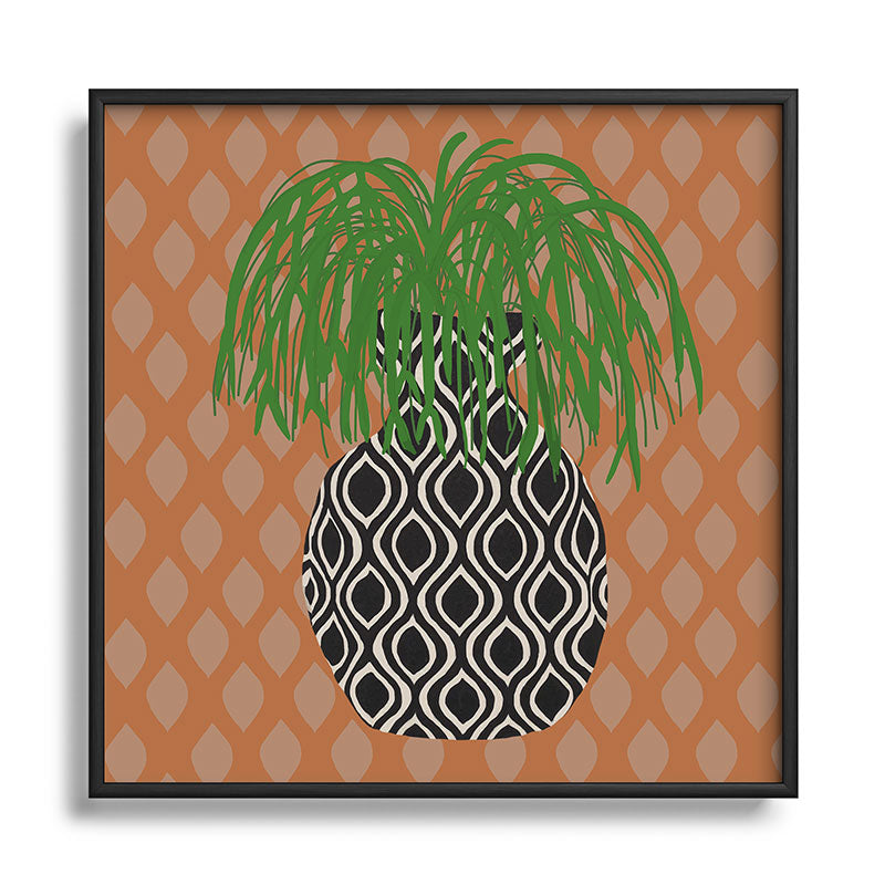 Coco de Paris Green plant retro style 3 Square Metal Framed Art Print