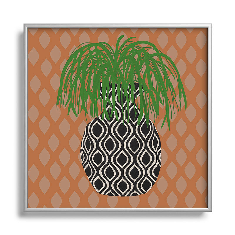 Coco de Paris Green plant retro style 3 Square Metal Framed Art Print