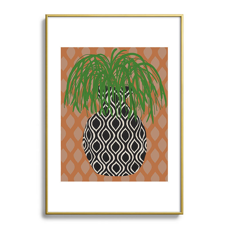 Coco de Paris Green plant retro style 3 Metal Framed Art Print