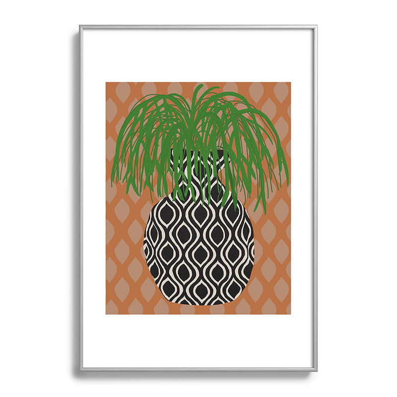 Coco de Paris Green plant retro style 3 Metal Framed Art Print