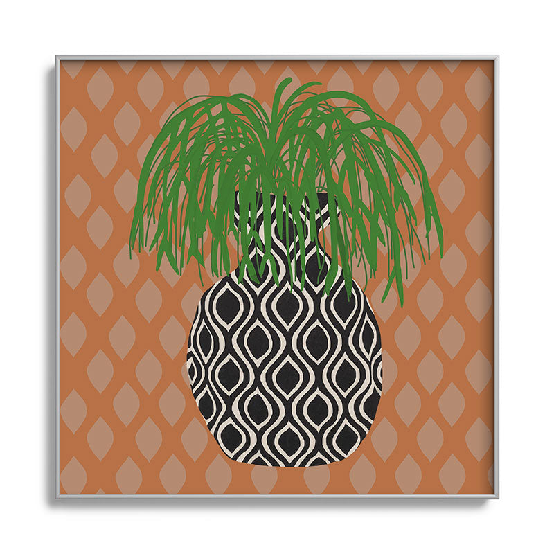 Coco de Paris Green plant retro style 3 Square Metal Framed Art Print