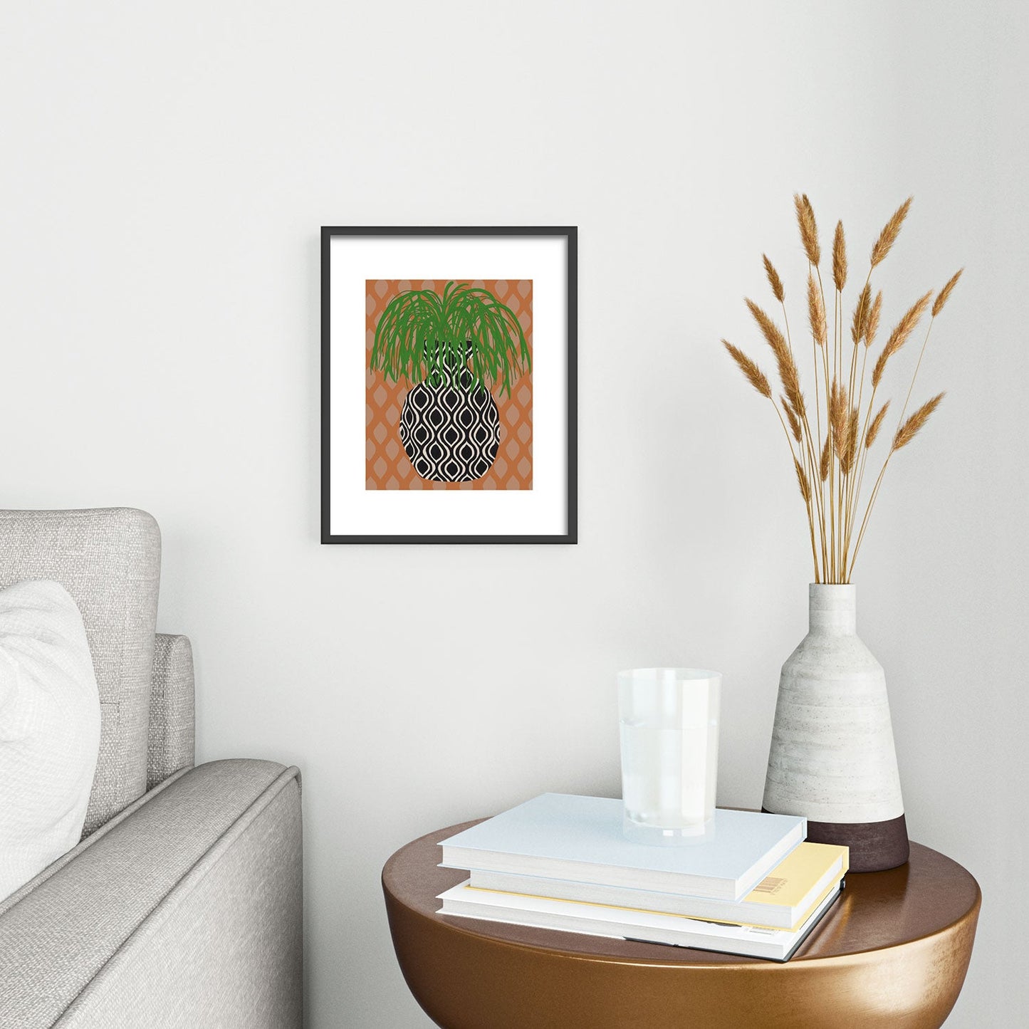 Coco de Paris Green plant retro style 3 Metal Framed Art Print