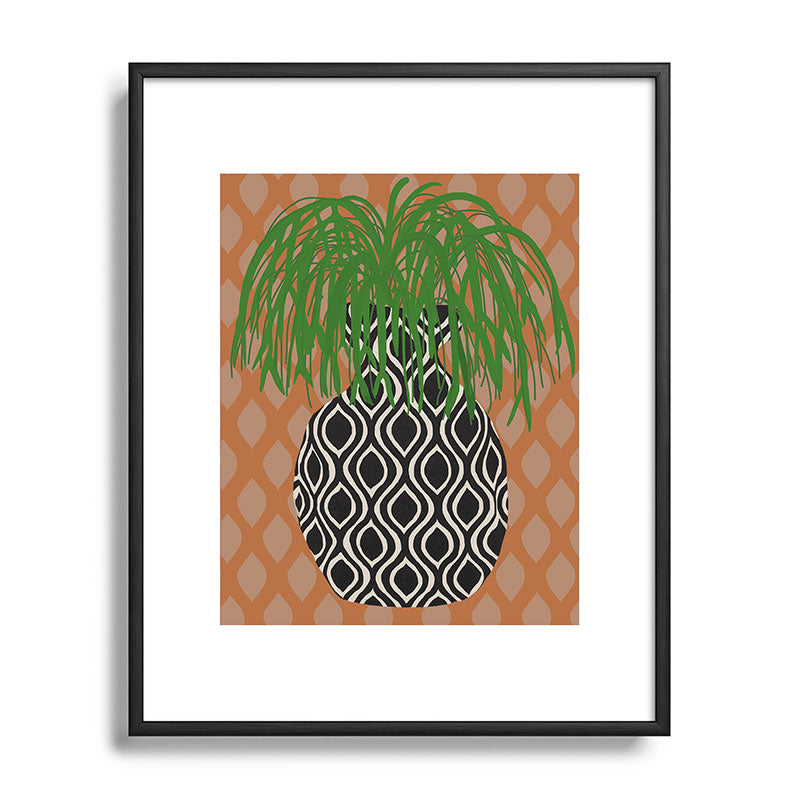 Coco de Paris Green plant retro style 3 Metal Framed Art Print