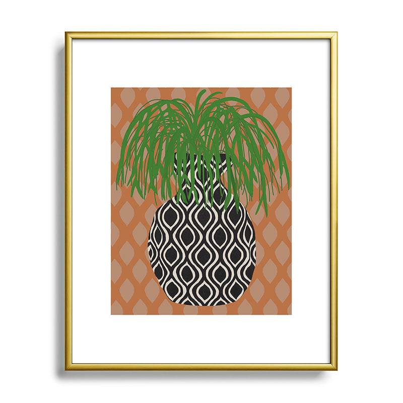 Coco de Paris Green plant retro style 3 Metal Framed Art Print