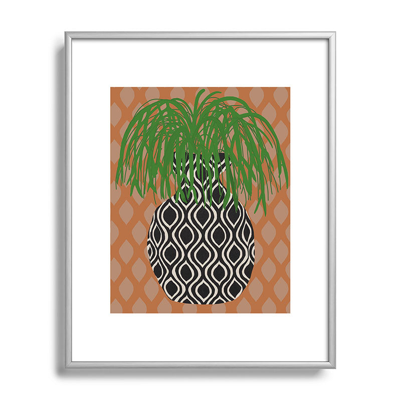 Coco de Paris Green plant retro style 3 Metal Framed Art Print